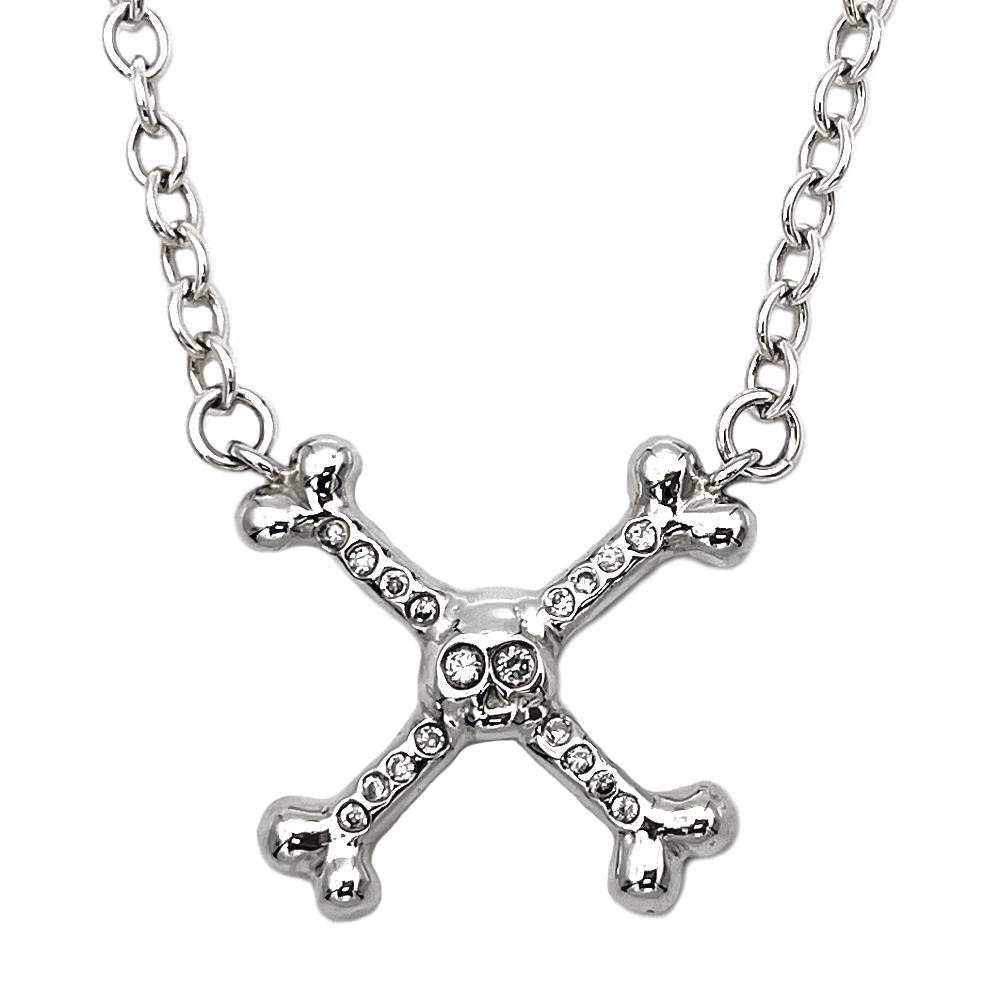 Exhibitionist エキシビジョニスト　ペンダント EXHIBITIONIST(エキシビジョニスト)/X SKULL W LINE STONE NECK